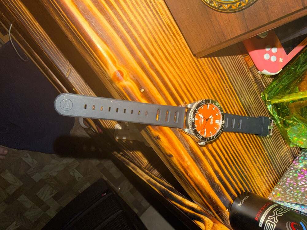 NXS Professional Diver Watch Orange Dial  Stainless Steel